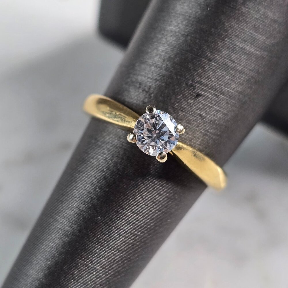Womens Vintage Estate 18K Yellow Gold Diamond Engagement Ring 3.3g E7735